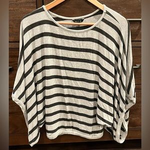 Max & Mia Gray w Black Stripes Batwing Sweater XS